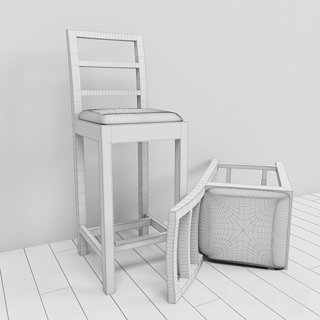 Stool Chair 3DS Max Model - thumbnail 2