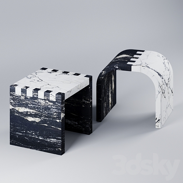 stool chair paonazzo porcelain cosmic black 3DSMax File - thumbnail 1