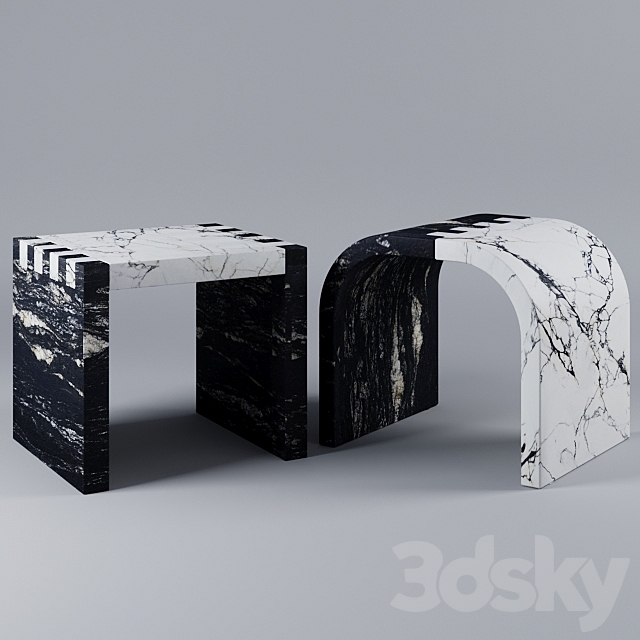 stool chair paonazzo porcelain cosmic black 3DSMax File - thumbnail 3