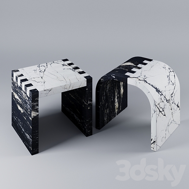 stool chair paonazzo porcelain cosmic black 3DSMax File - thumbnail 5