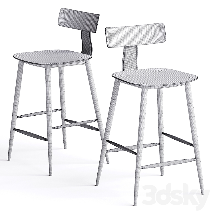 Stool Group Semi-bar chair ANT 3DS Max Model - thumbnail 2