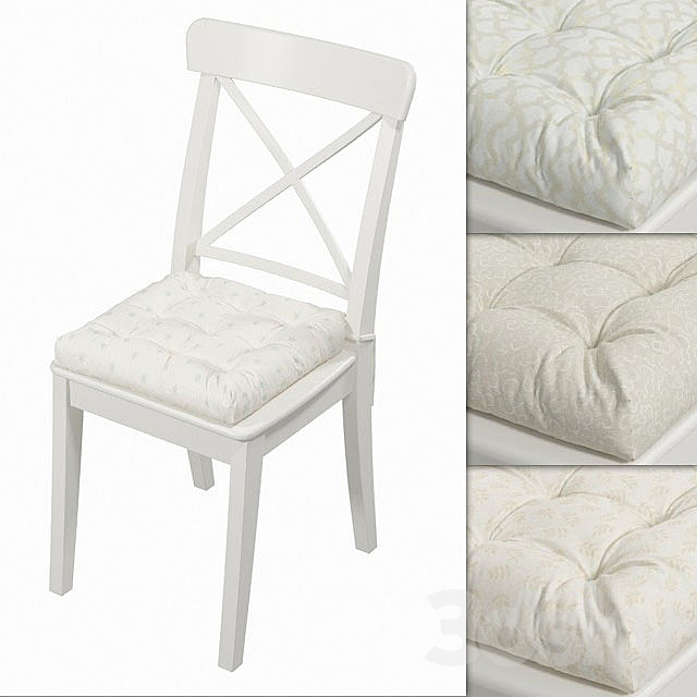 Stool Ikea Ingolf with a pillow (Light fabric 01) 3DSMax File - thumbnail 1