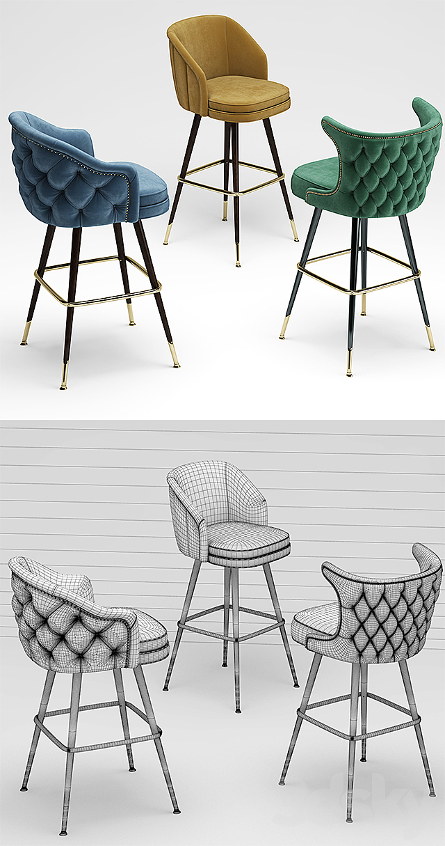 Stools Deer Spring Bar Stool 3DSMax File - thumbnail 3