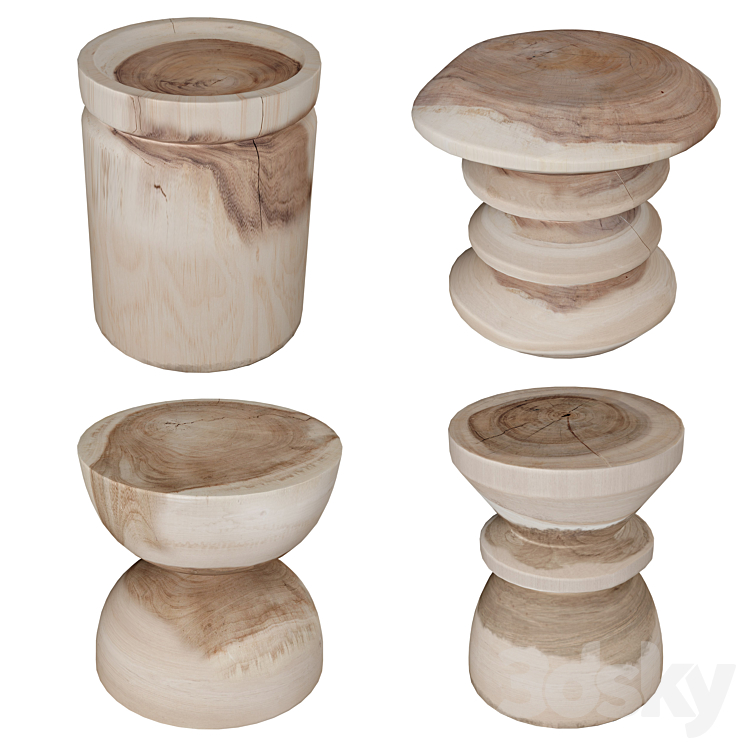 Stools Natural Uniqwa 3DS Max Model - thumbnail 1