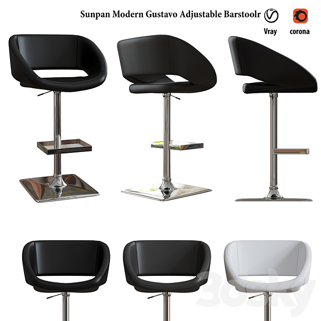 Sunpan Modern Gustavo Adjustable Barstool 3DSMax File - thumbnail 1