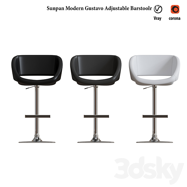 Sunpan Modern Gustavo Adjustable Barstool 3DSMax File - thumbnail 2