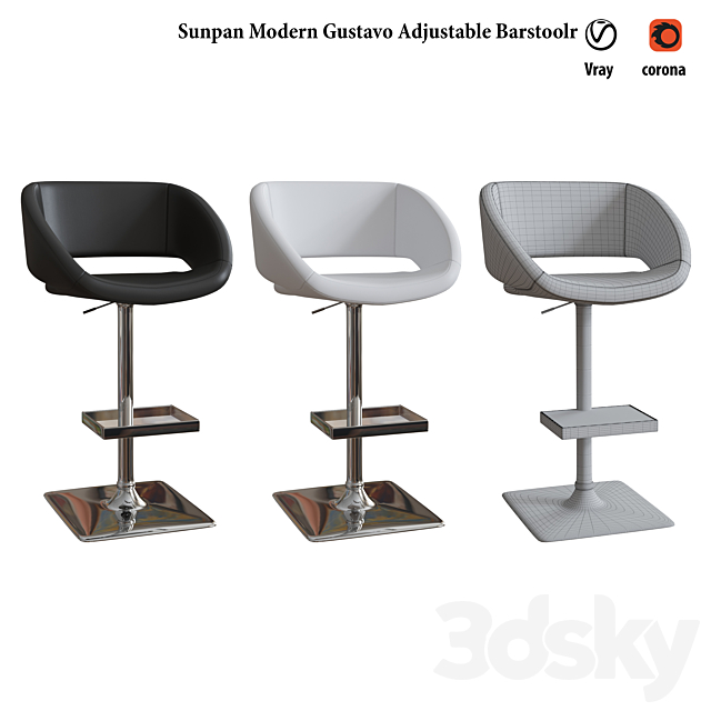 Sunpan Modern Gustavo Adjustable Barstool 3DSMax File - thumbnail 3