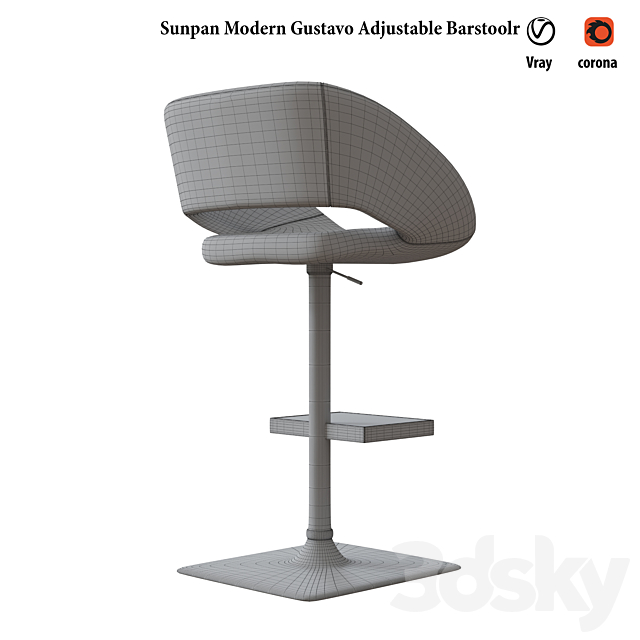 Sunpan Modern Gustavo Adjustable Barstool 3DSMax File - thumbnail 4