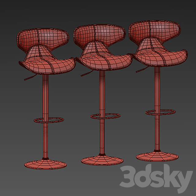 Swivel Faux Leather Adjustable Barstools 3ds Max - thumbnail 3