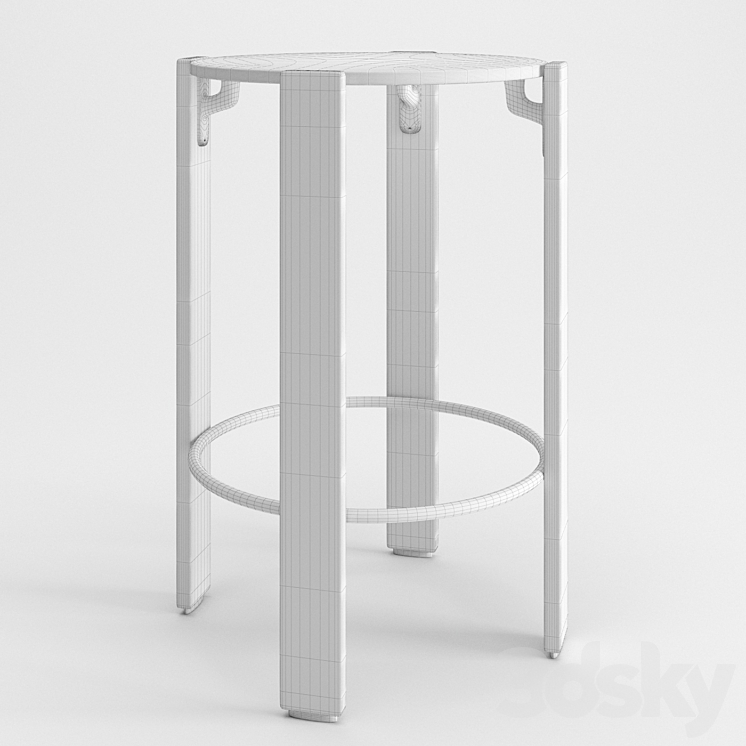 Tabouret by BRUNO REY 1970 3DS Max Model - thumbnail 2