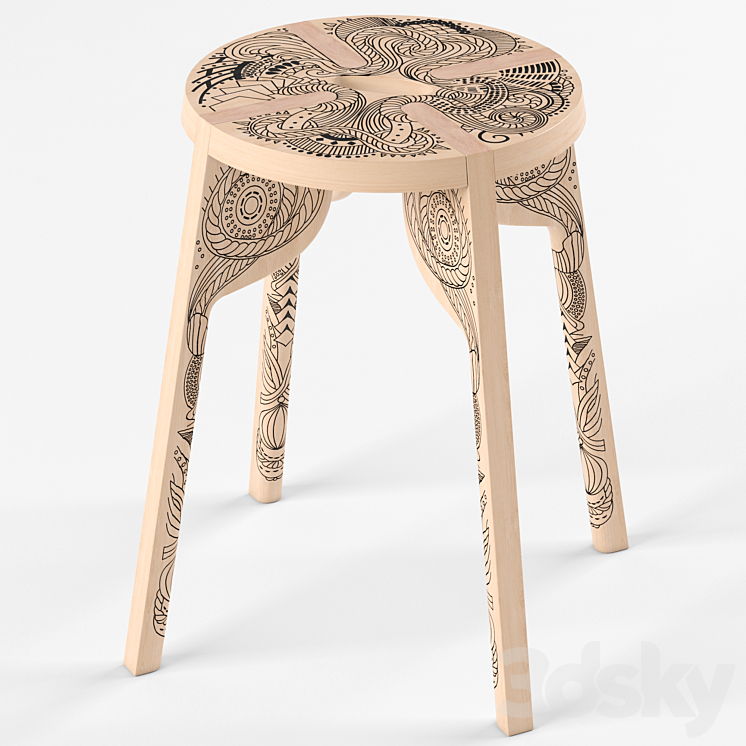 Tattoo stool by Zanat 3DS Max Model - thumbnail 2