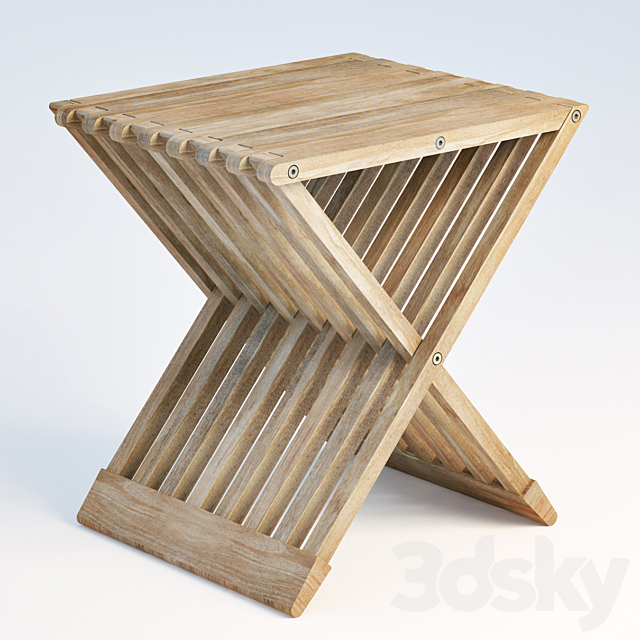 Teak Folding Stool 3DSMax File - thumbnail 1