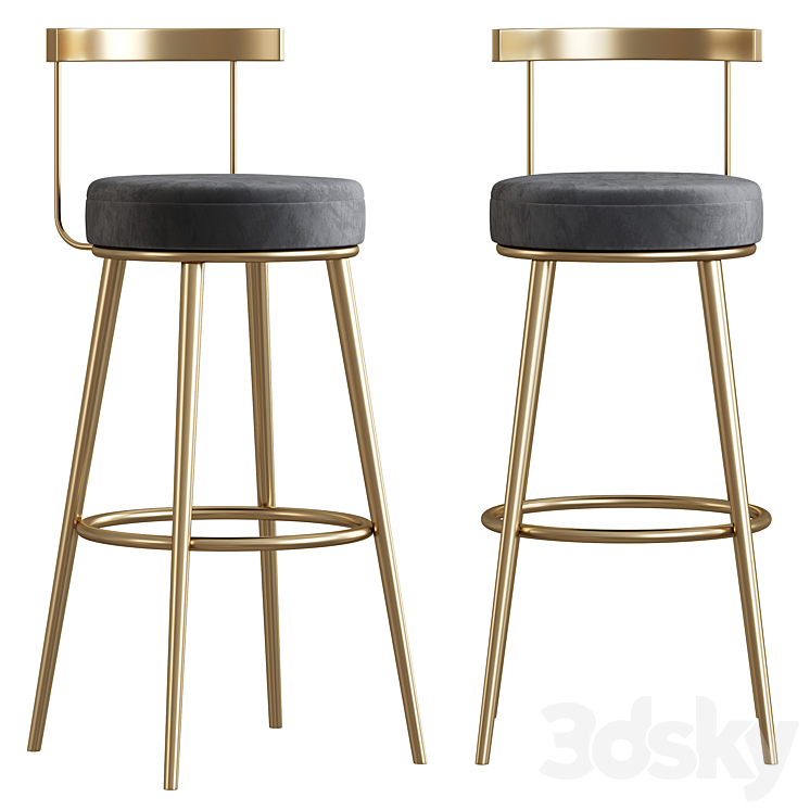 Teashop bar stool 3DS Max Model - thumbnail 1