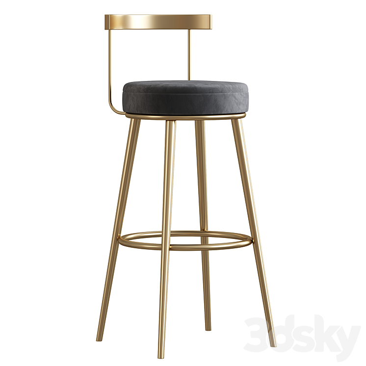 Teashop bar stool 3DS Max Model - thumbnail 2