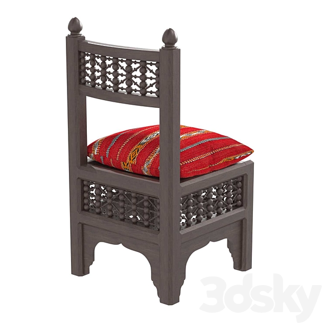 Textile Pinewood Moucharabi Moroccan Chair 3DS Max Model - thumbnail 2