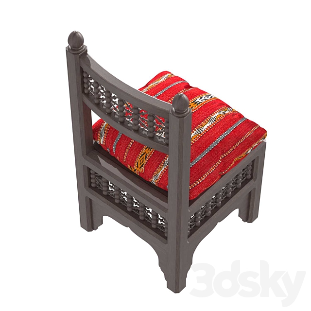 Textile Pinewood Moucharabi Moroccan Chair 3DS Max Model - thumbnail 3