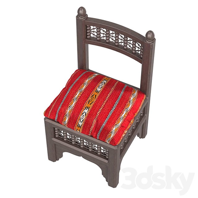 Textile Pinewood Moucharabi Moroccan Chair 3DS Max Model - thumbnail 4