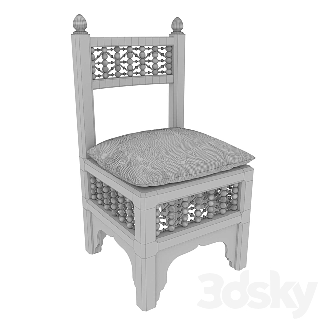 Textile Pinewood Moucharabi Moroccan Chair 3DS Max Model - thumbnail 5