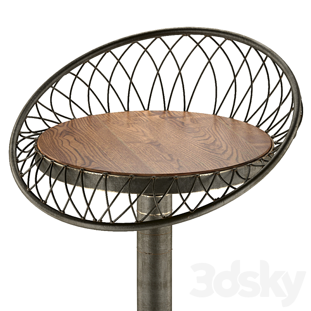 The Aero Industrial Design Steel Bar Stool 3DS Max Model - thumbnail 2