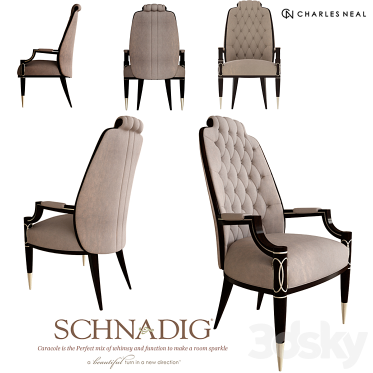 The Everly Dining Arm Chair 3DS Max Model - thumbnail 3