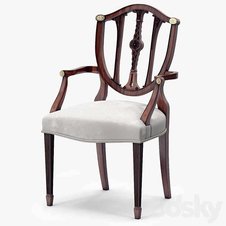 Theodore Alexander Palmerstones Brass Rosette Dinner ArmChair 3DS Max Model - thumbnail 1