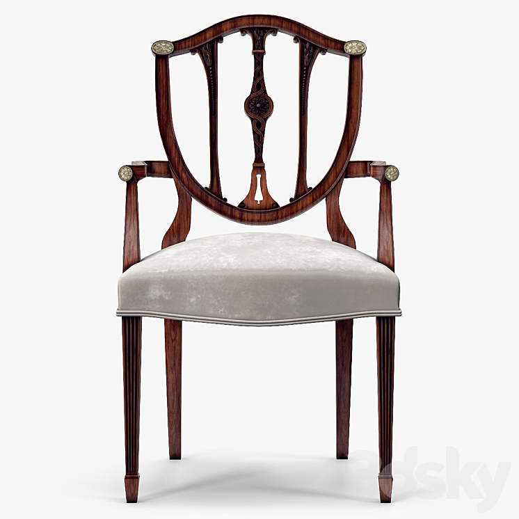 Theodore Alexander Palmerstones Brass Rosette Dinner ArmChair 3DS Max Model - thumbnail 2