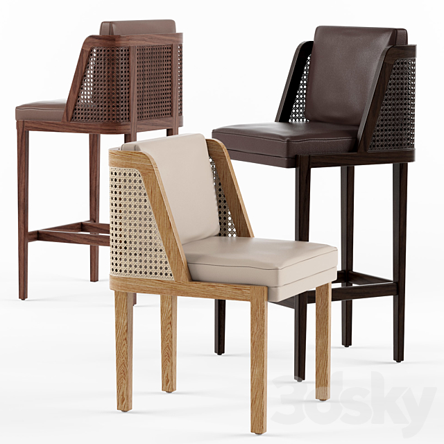 Throne Rattan Dining Chair and Barstool 3ds Max - thumbnail 1