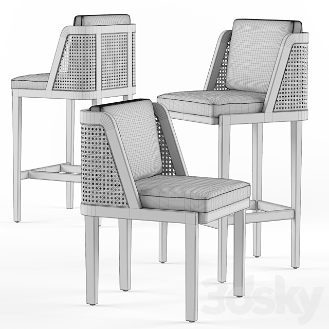 Throne Rattan Dining Chair and Barstool 3ds Max - thumbnail 2