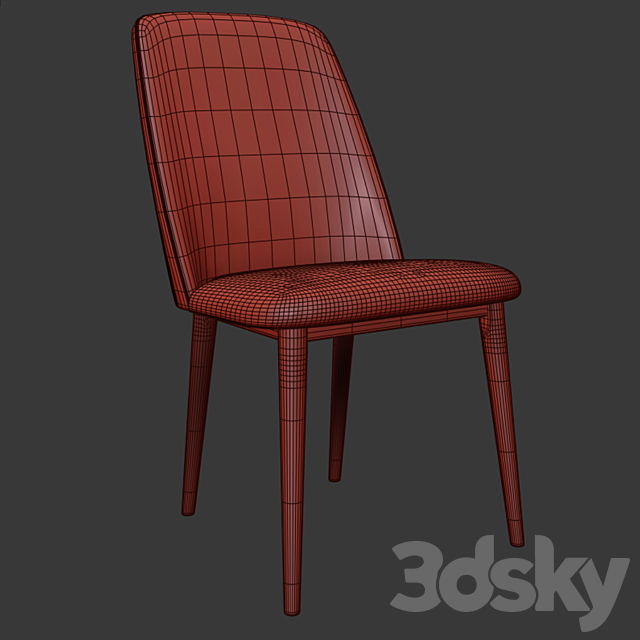 Tintori Mid Century Modern Dining Chair 3DS Max Model - thumbnail 3