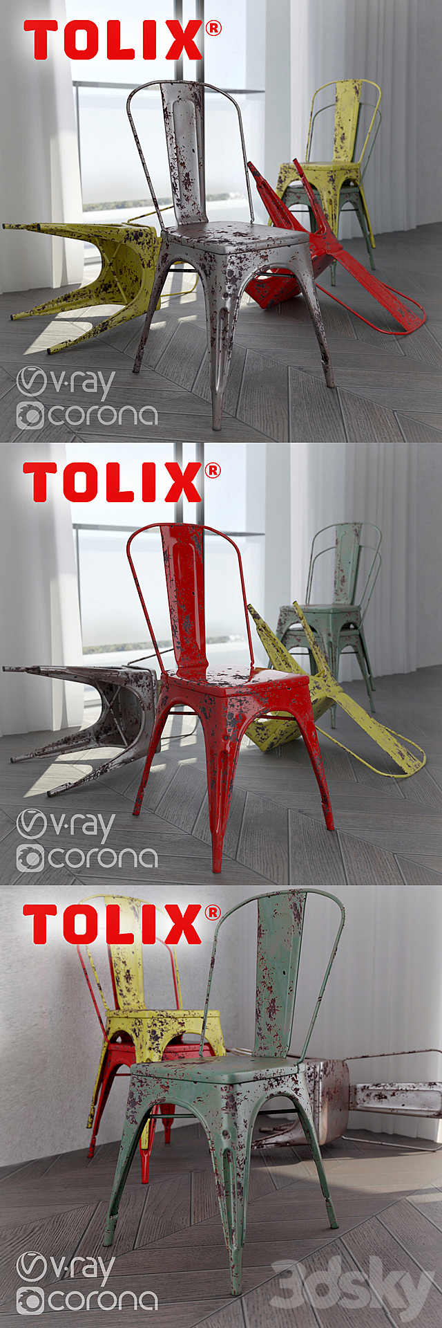 Tolix A chair (vray + corona) 3DSMax File - thumbnail 1