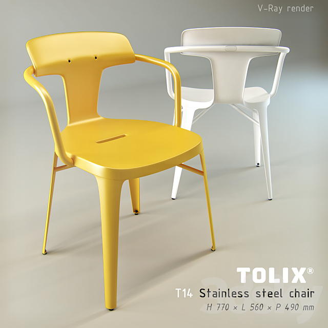 tolix_t14_stainless_steel 3DS Max Model - thumbnail 3