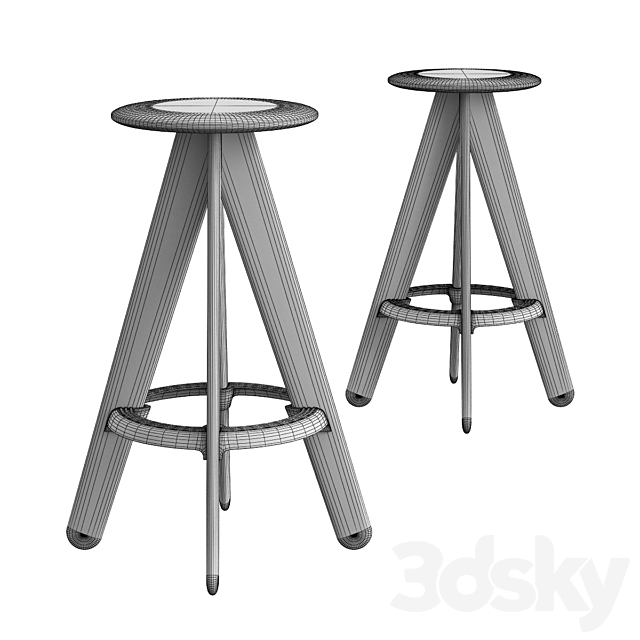 Tom Dixon _ Slab Bar Stool 3DS Max Model - thumbnail 3