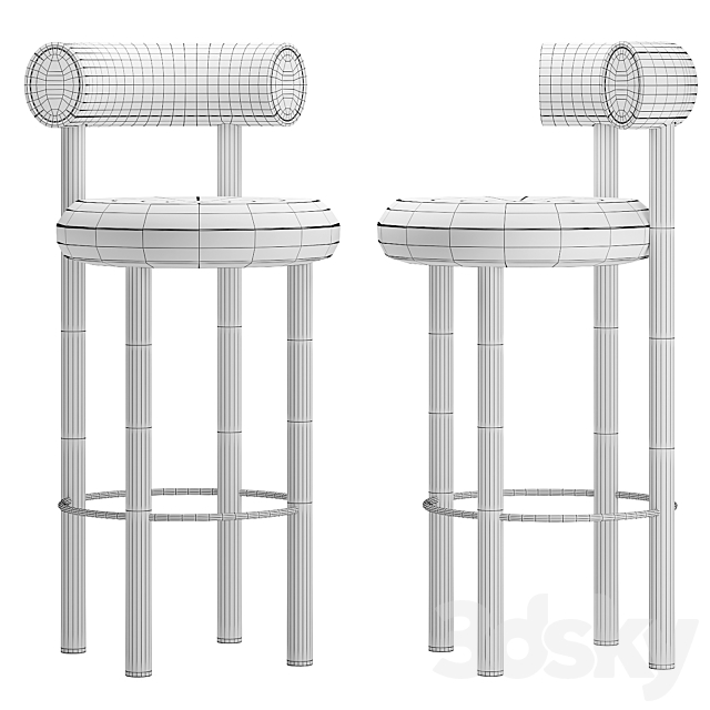 Tom dixon fat bar stool 3DS Max Model - thumbnail 4