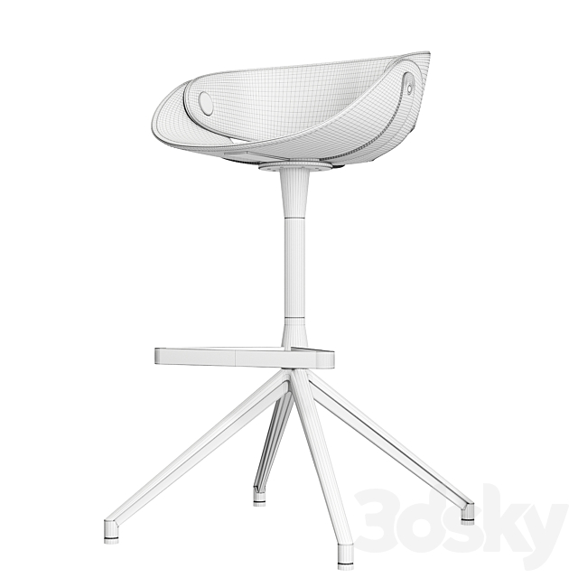 Tonon Fl@t (Flat) Italian semi-bar stool 66 cm 3DSMax File - thumbnail 5