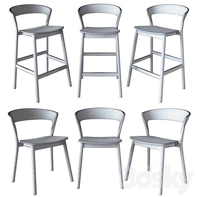 Traba Edith Cafe Chair and Bar Stool 3DS Max Model - thumbnail 2