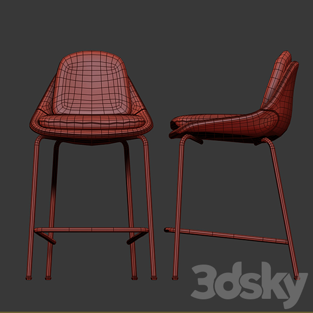 Trento Bar Chair Black 3DSMax File - thumbnail 3