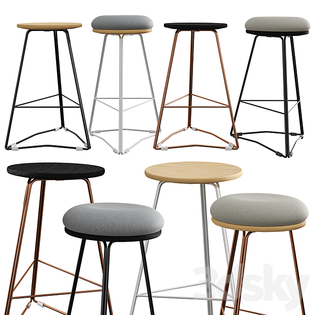 TRI650 Soft Top Stool by Hunt Furniture 3DSMax File - thumbnail 1