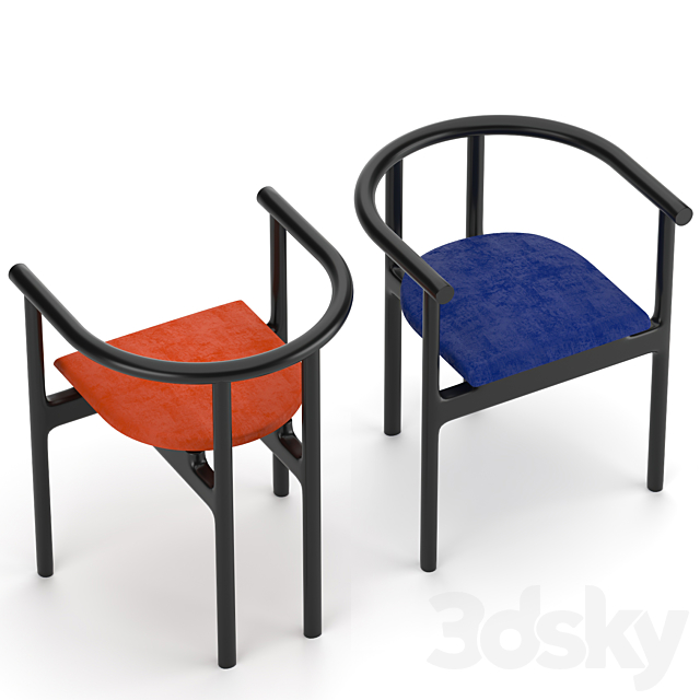 Unika Moblar Inge black _ velvet Hans black _ velvet Dining chair stool 3DS Max Model - thumbnail 2