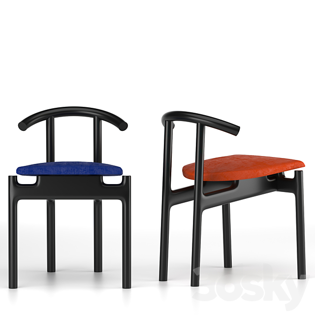 Unika Moblar Inge black _ velvet Hans black _ velvet Dining chair stool 3DS Max Model - thumbnail 3