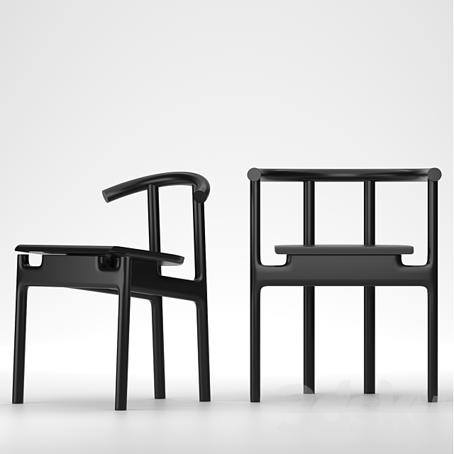 Unika Moblar Inge black _ velvet Hans black _ velvet Dining chair stool 3DS Max Model - thumbnail 4