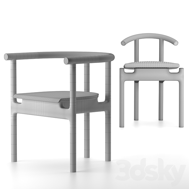 Unika Moblar Inge black _ velvet Hans black _ velvet Dining chair stool 3DS Max Model - thumbnail 5