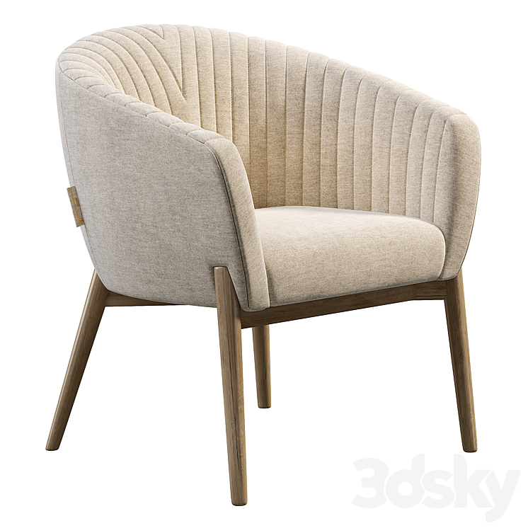 Upholstered Armchair with Channeled Back 3DS Max Model - thumbnail 1