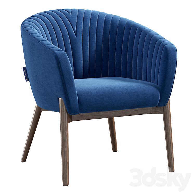 Upholstered Armchair with Channeled Back 3DS Max Model - thumbnail 2