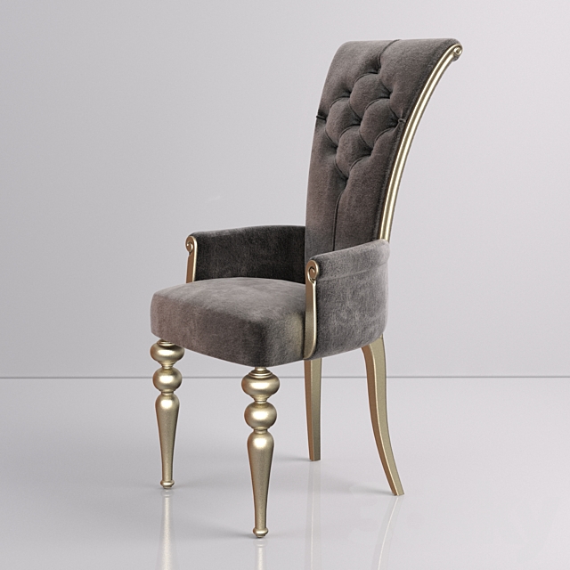 upholstered chair 3DS Max Model - thumbnail 1