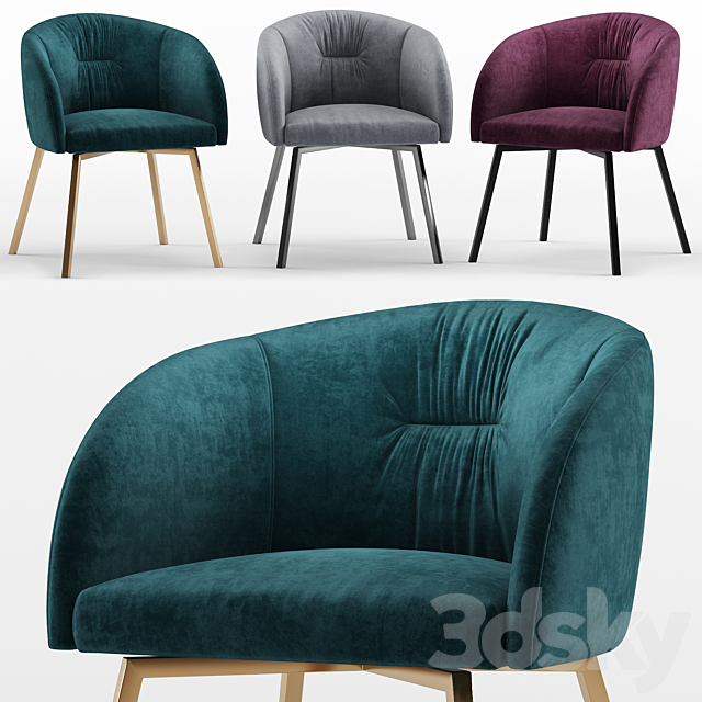 Upholstered metal swivelling chair Rosie soft – calligaris connubia 3DSMax File - thumbnail 1