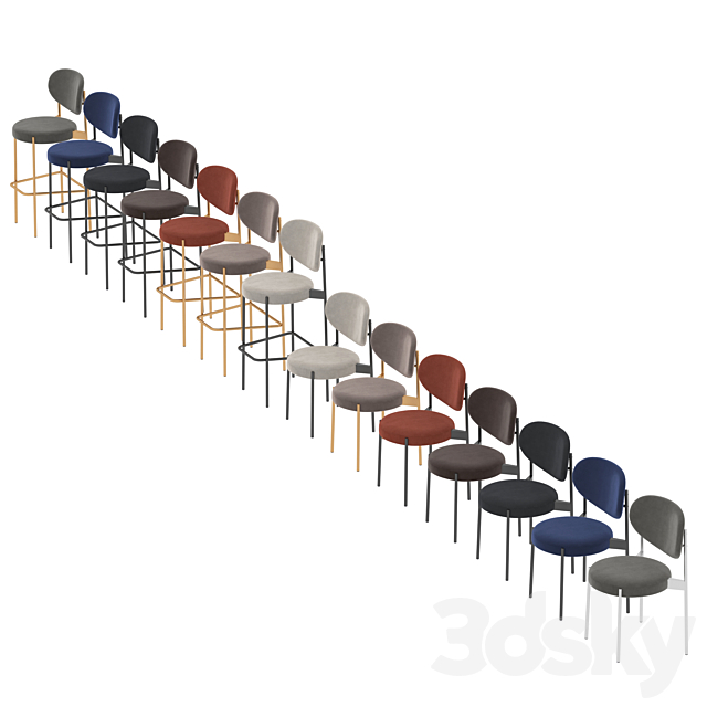 Verpan Series 430 Chair Barstool 3DSMax File - thumbnail 4