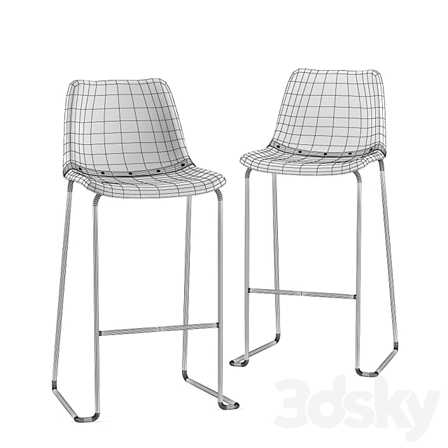 VINTAGE BAR CHAIR _ Vintage bar stool 3DS Max Model - thumbnail 2