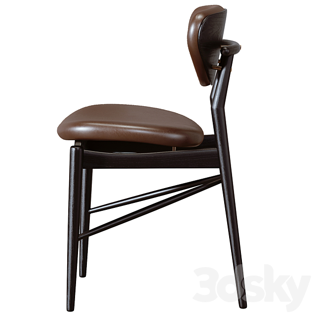 Vintage Black Painted Oakwood Chair 3ds Max - thumbnail 2