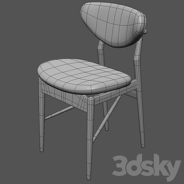 Vintage Black Painted Oakwood Chair 3ds Max - thumbnail 3