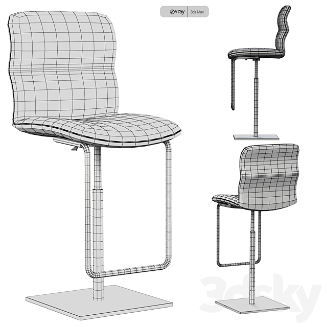 VITCTOR STOOL Italia chairs 3DSMax File - thumbnail 4